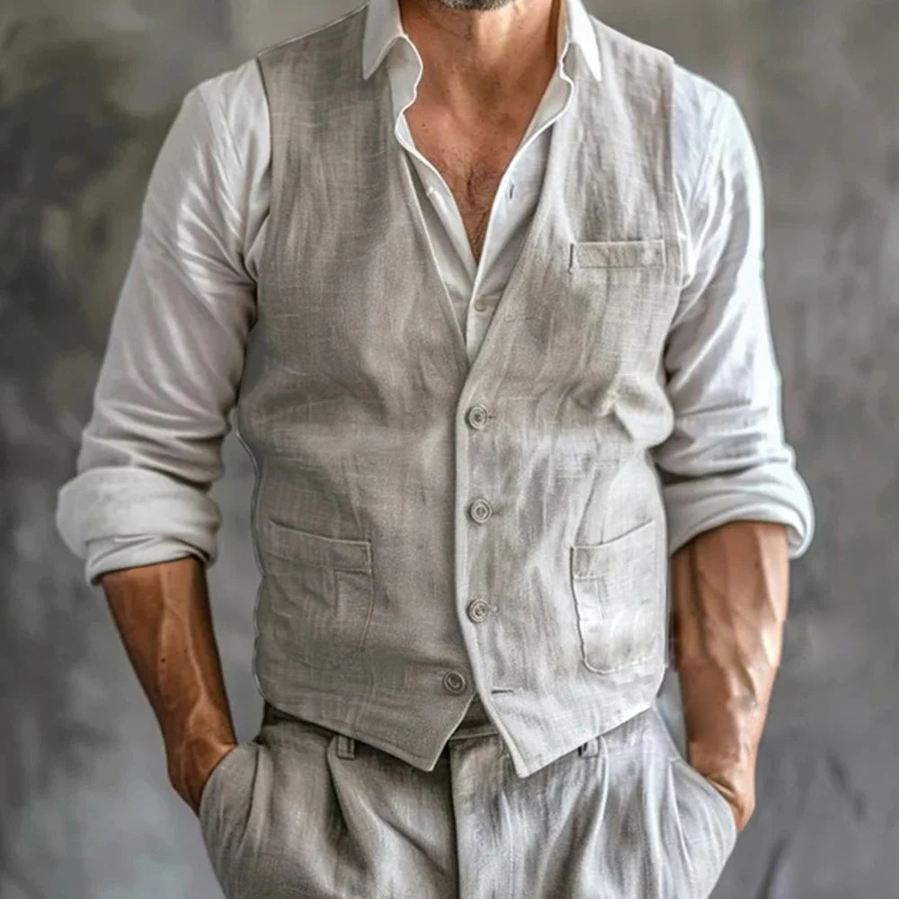 Formal Waistcoat Vest - Chaleco de lino para hombre, chaleco