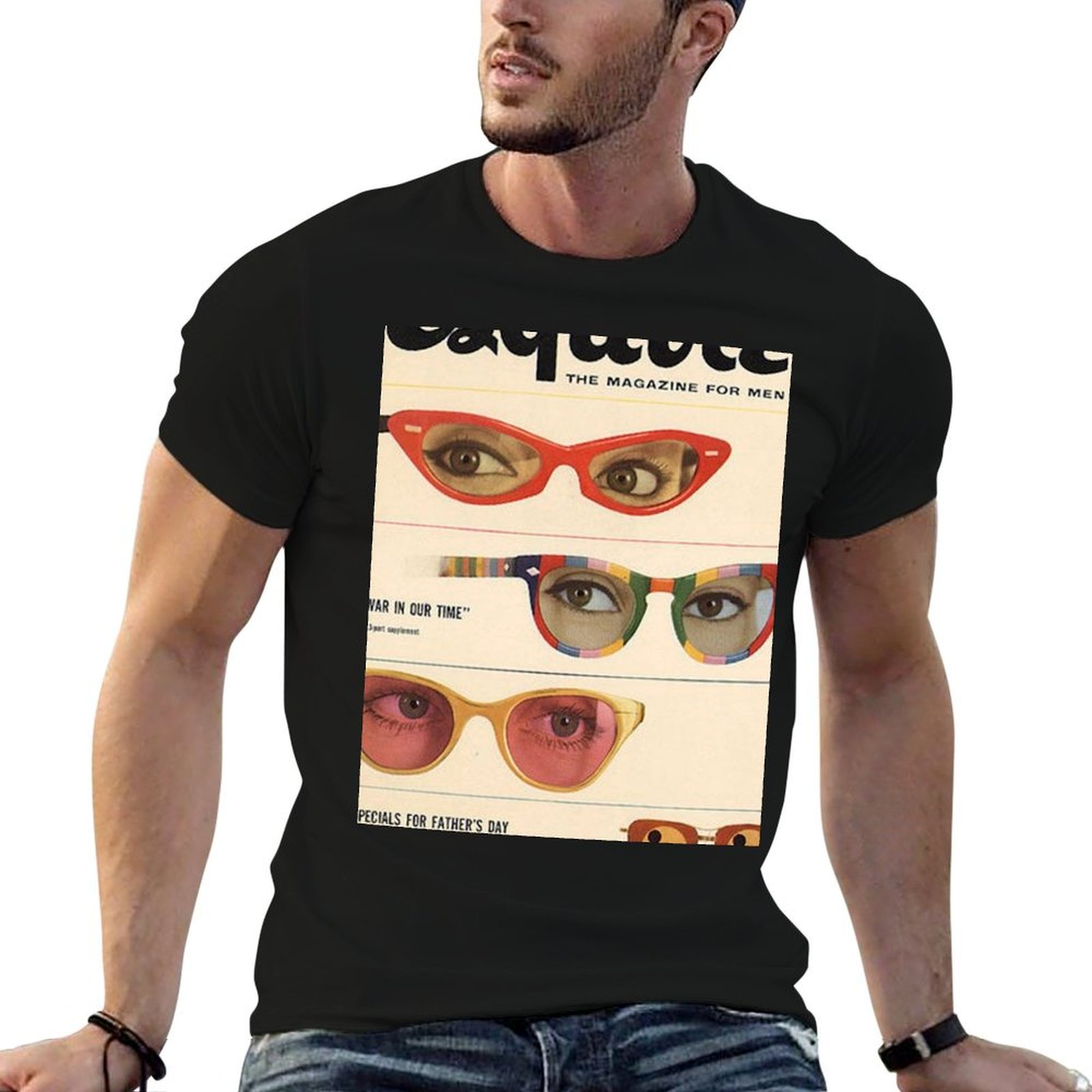 Men'S Fashion 1960S - Camiseta de moda retro con gafas