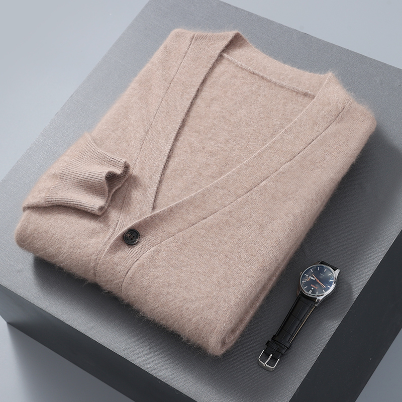 Men'S Fashion V Neck Sweater - Cárdigan de terciopelo de visón para