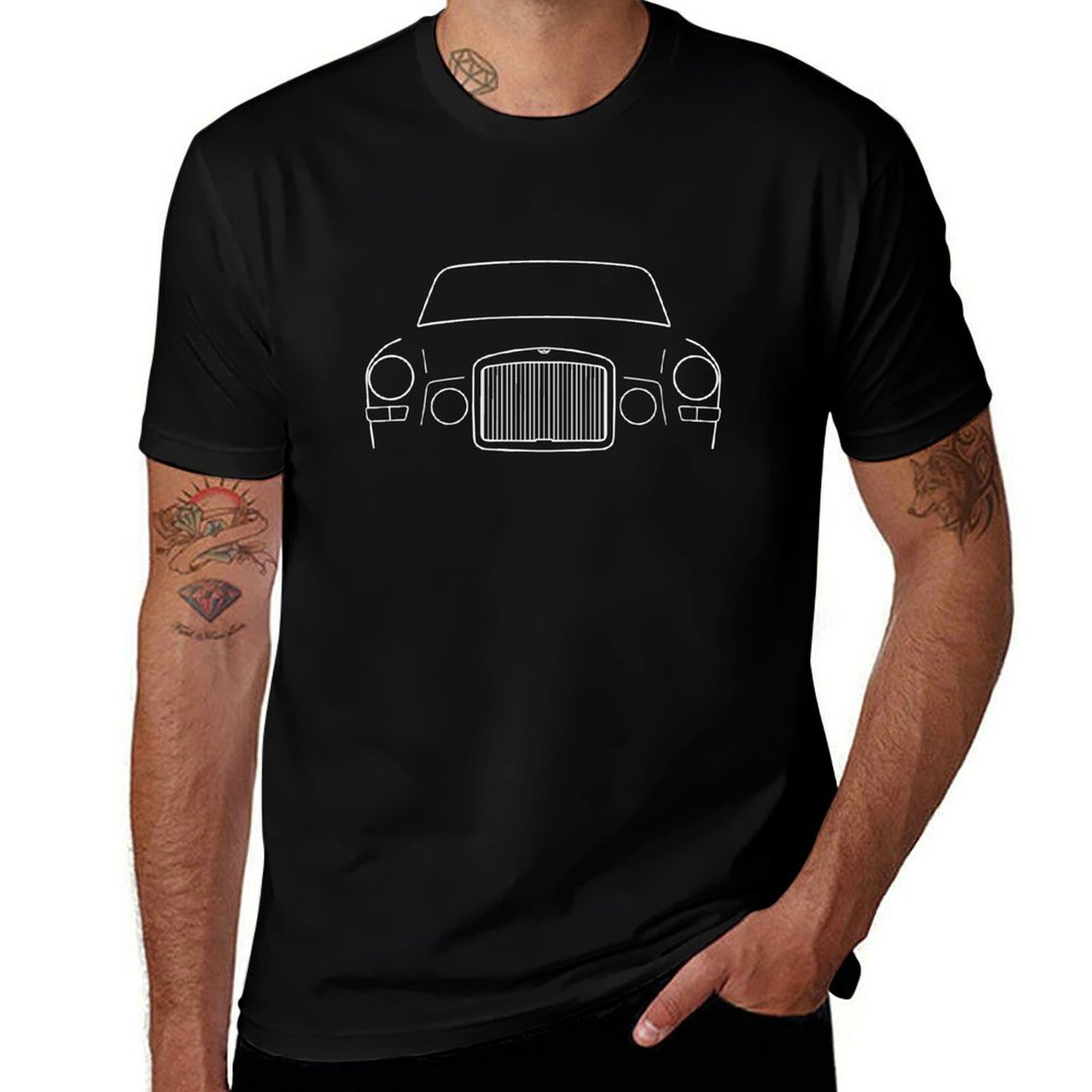 Men'S Fashion 1960S - Camiseta con gráfico de contorno blanco