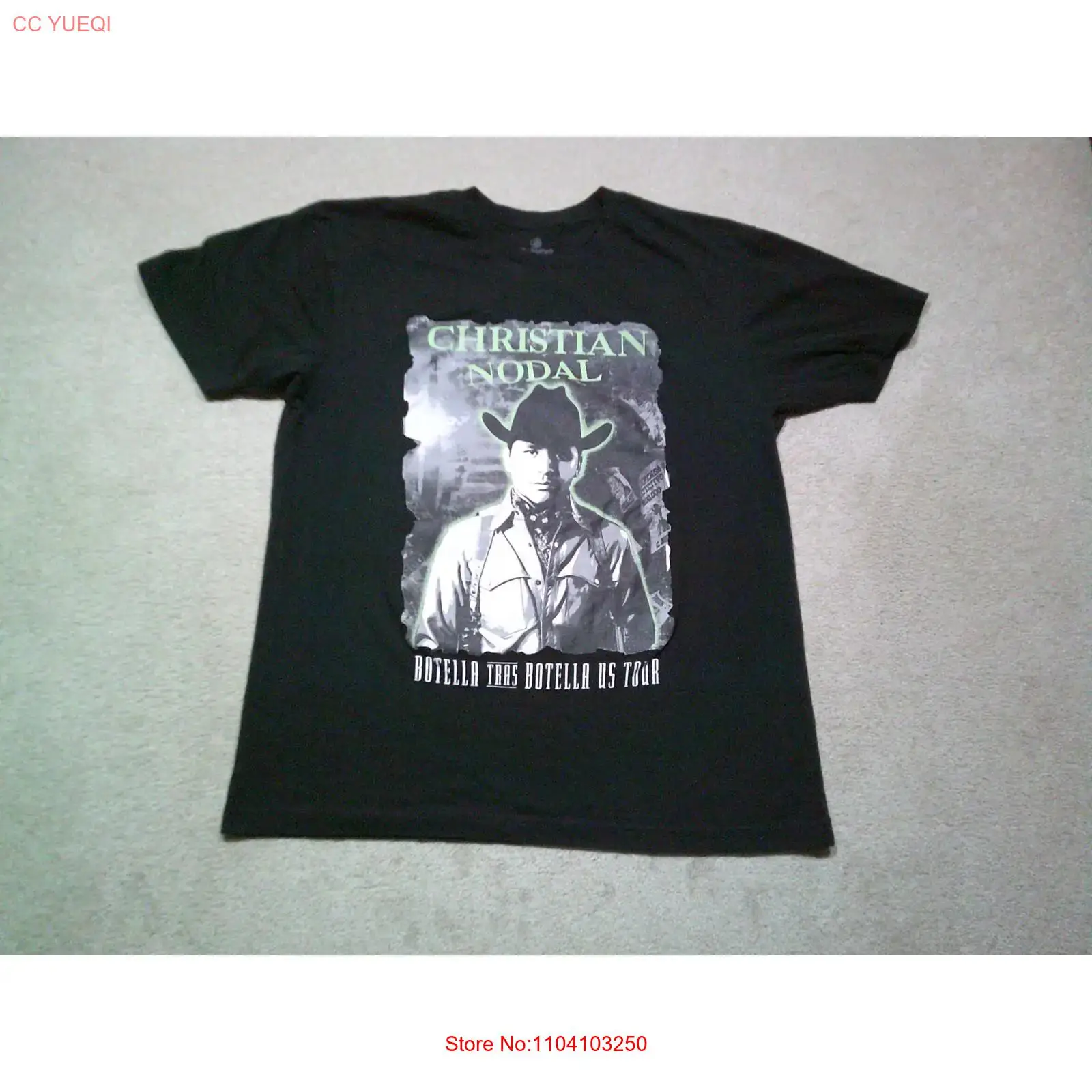 Mens Fashion Black Shirt - Camiseta Christian Nodal para hombre, talla