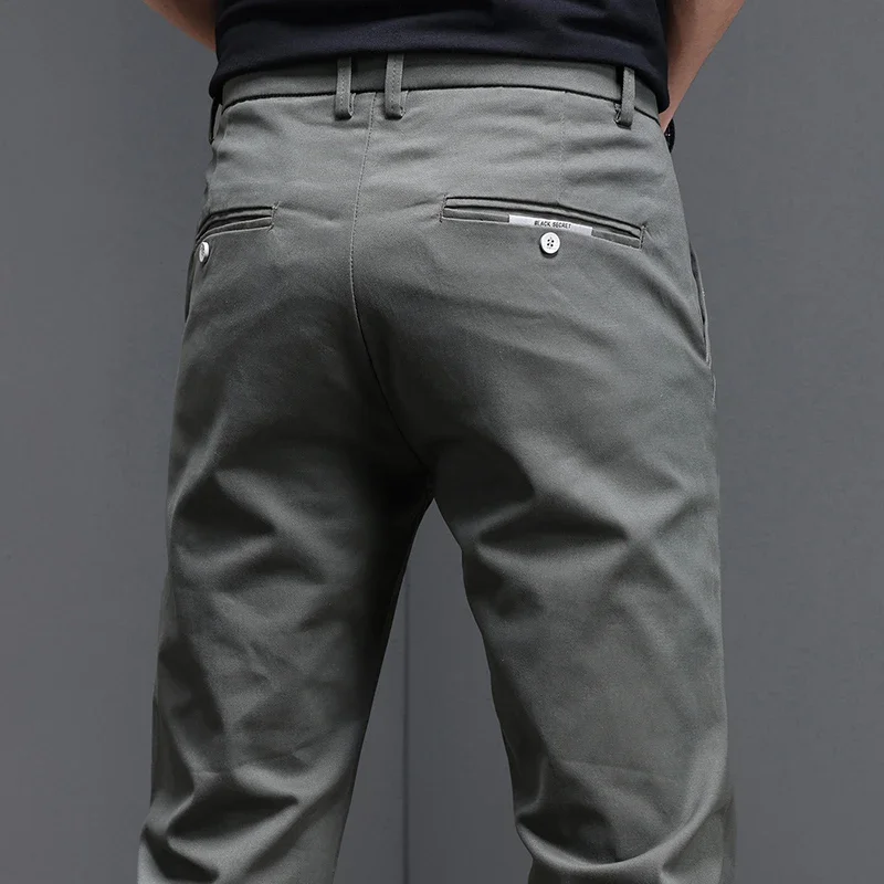 Men'S Fashion Khaki Pants - 97,8% algodón 2025 primavera otoño pantalones
