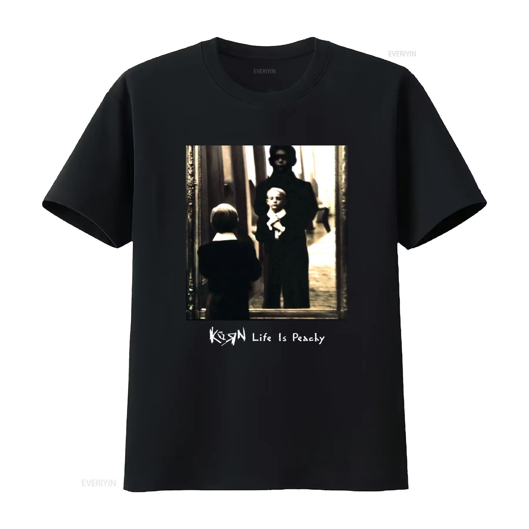 Mens Fashion Black Shirt - Camiseta de Algodón con Estampado Retro