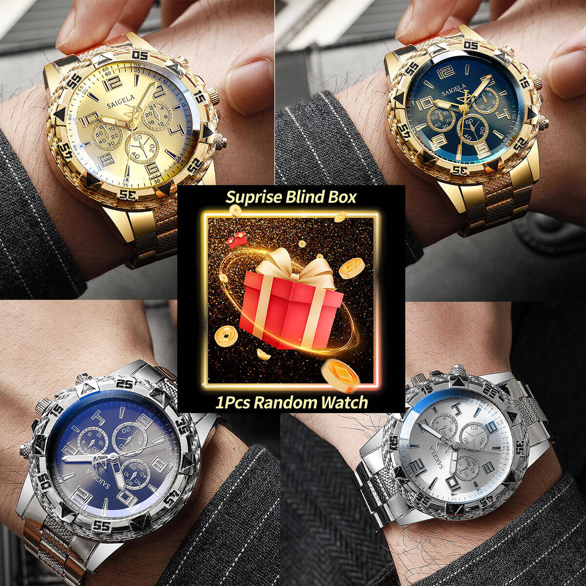 Men'S Fashion Box - Reloj misterioso sorpresa para Hombre, caja