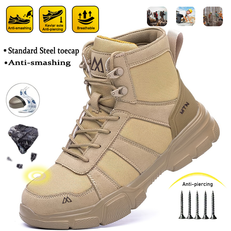 Mens Fashion Chinos - Botas de minería antipinchazos para hombre,