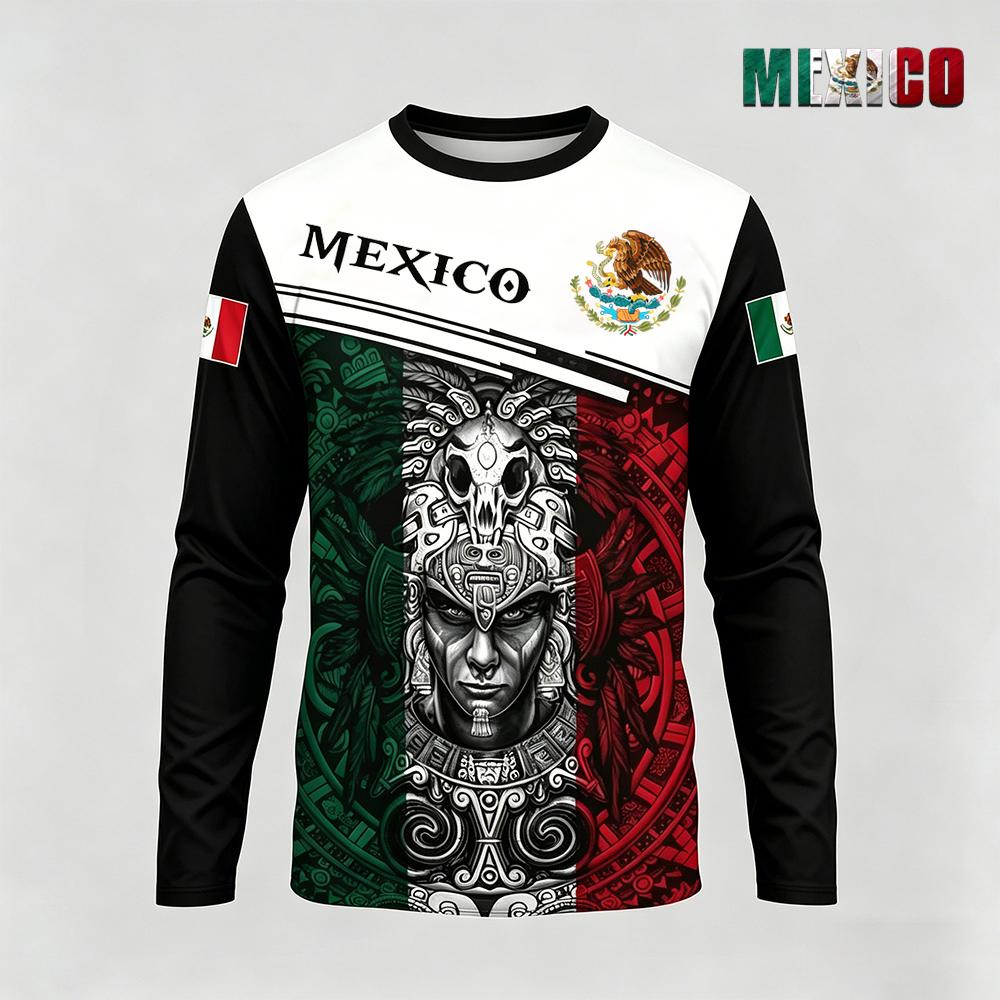 Mens Fashion Mexico - Camiseta de Manga Larga con Estampado