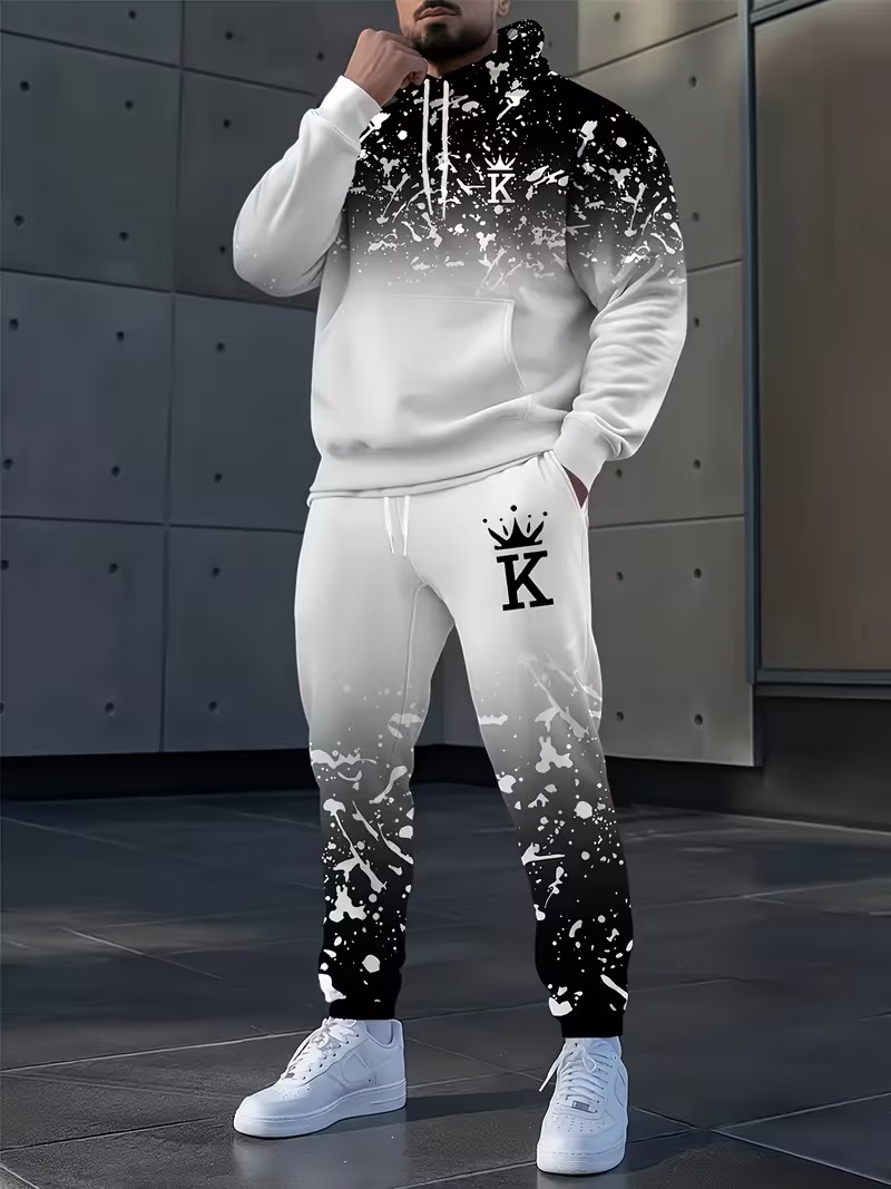 Men'S Fashion Loose Pants - Conjunto de 2 Piezas de Sudadera