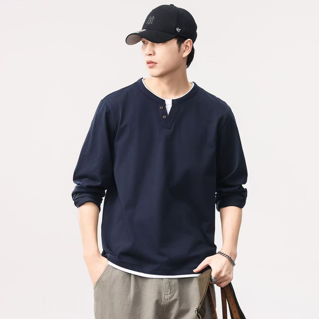 Mens Fashion Casual - Nueva camisa de manga larga para