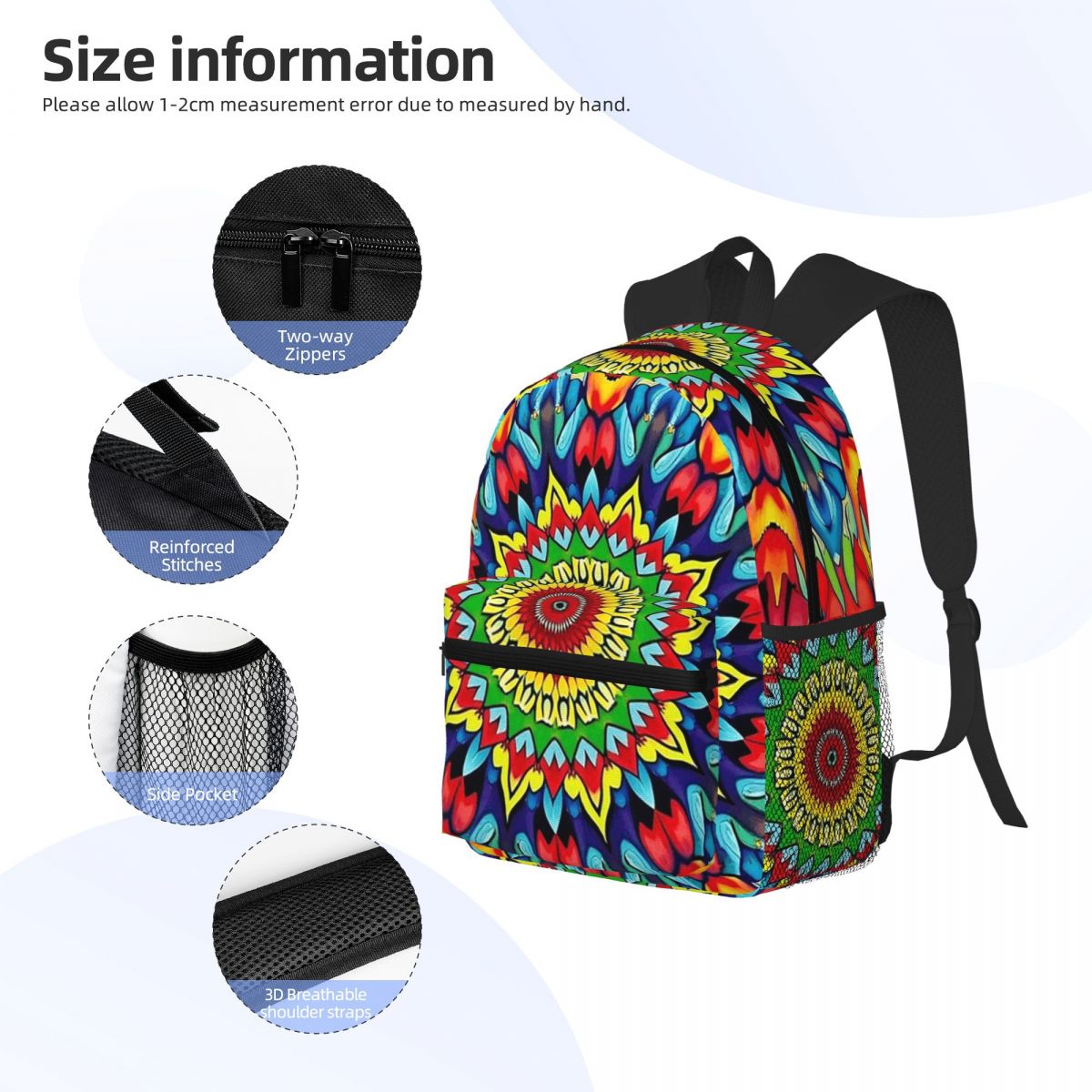 Vibrante Trippy Mandala Mochil - Men'S Fashion 1960S reseña y precio