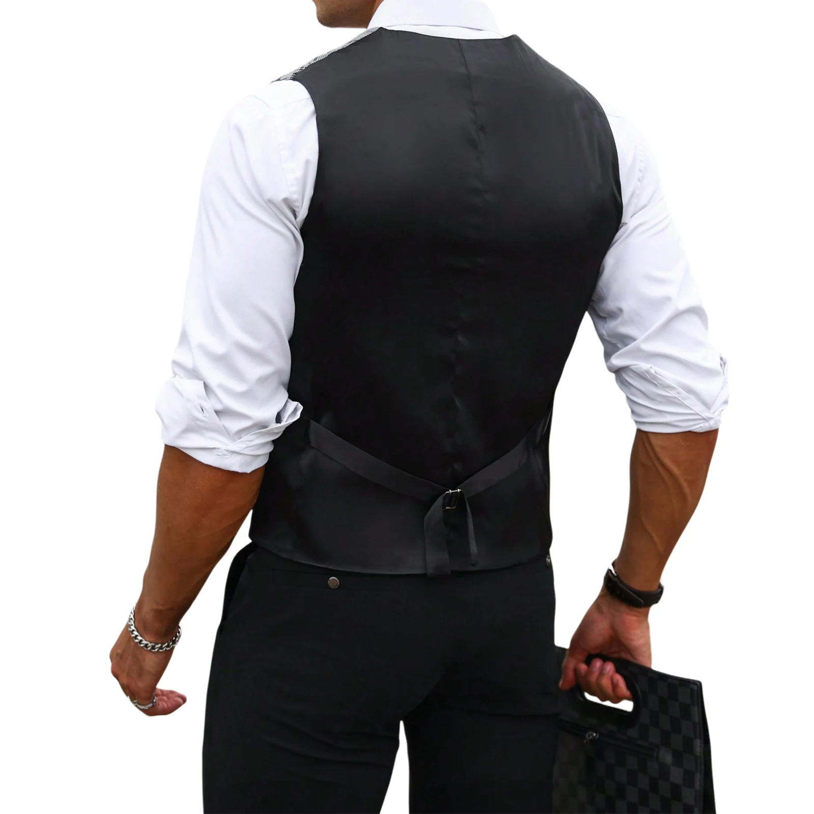 Chaleco de Traje a Cuadros Gri - Formal Waistcoat Vest reseña y precio